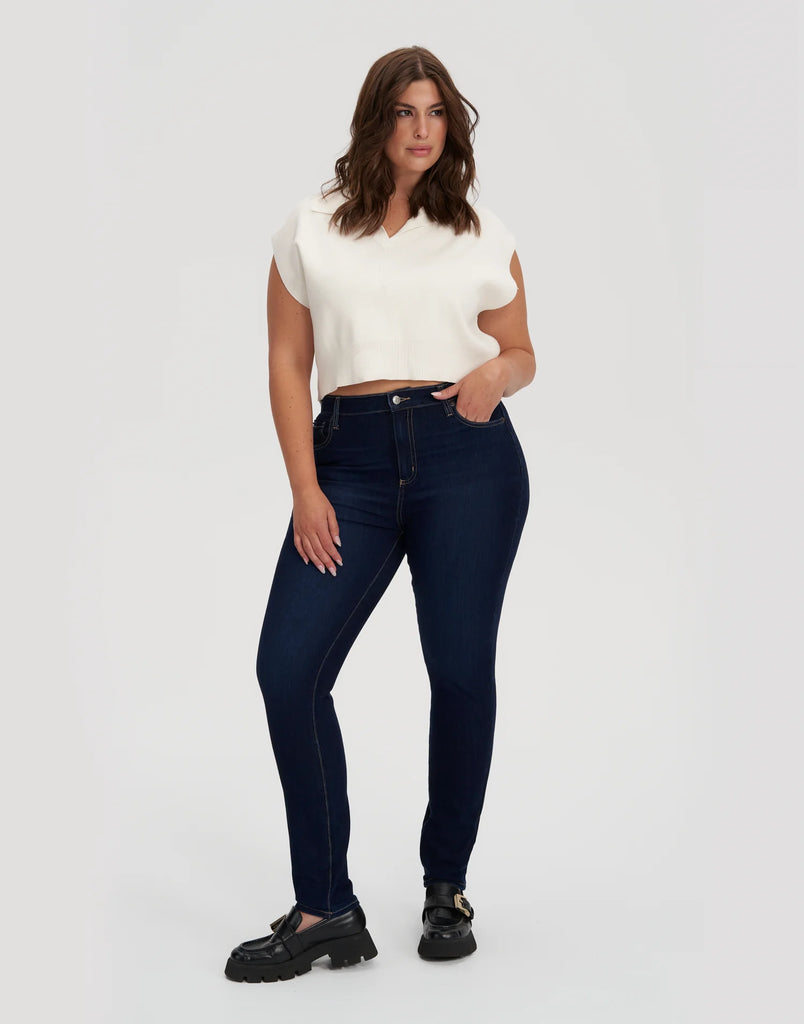 Mid Rise Skinny Jean Long - Rinse Indigo