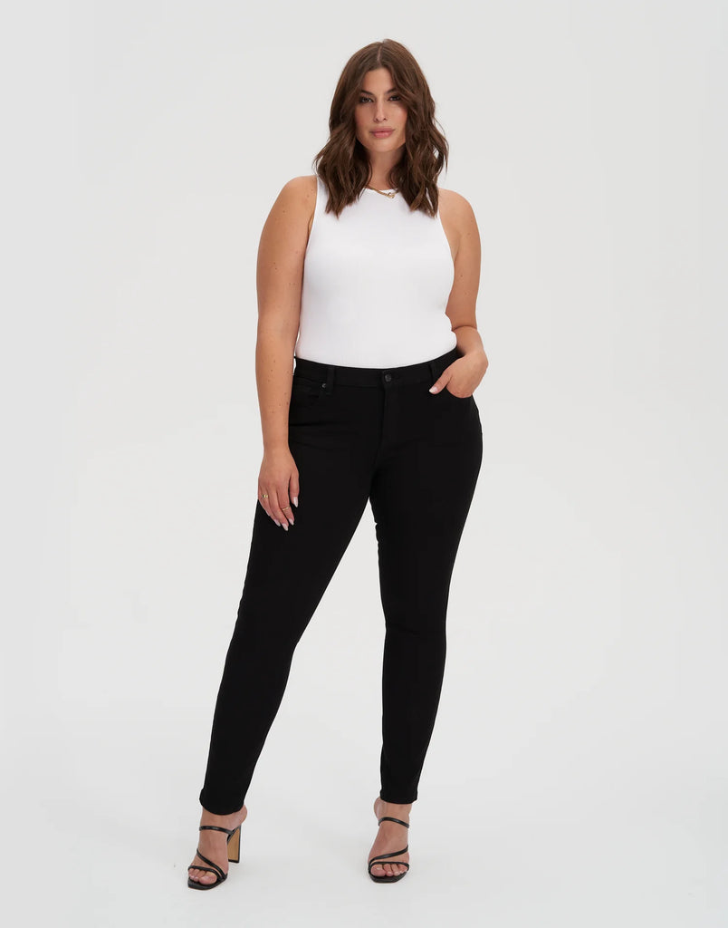 Mid Rise Skinny Jean Long - Overdye Black