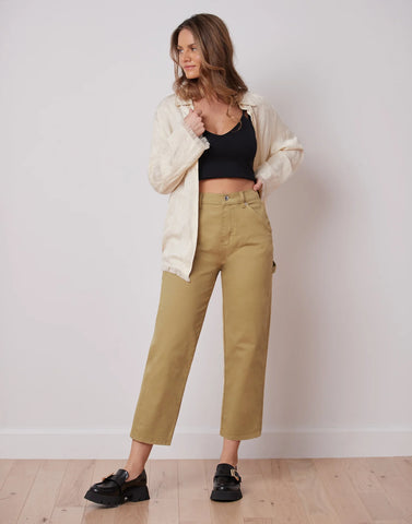 High Rise Skinny Vegan Leather w. zip details in BLACK