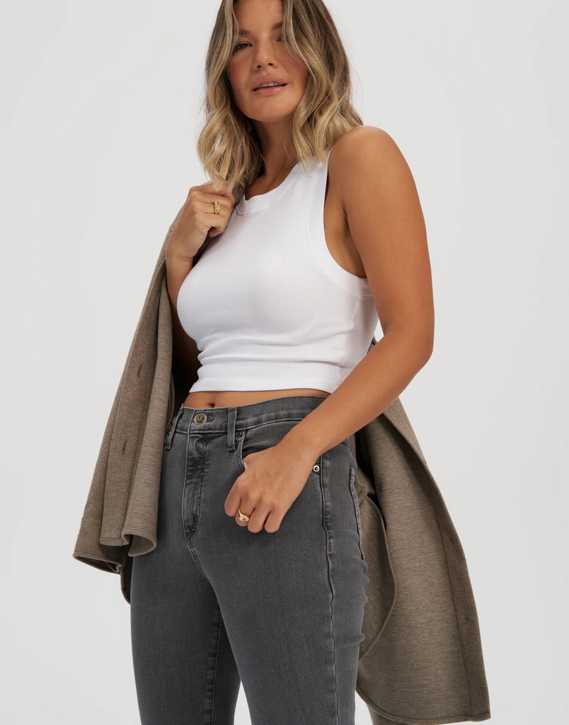 High Rise Skinny Ankle Jean - Smoke