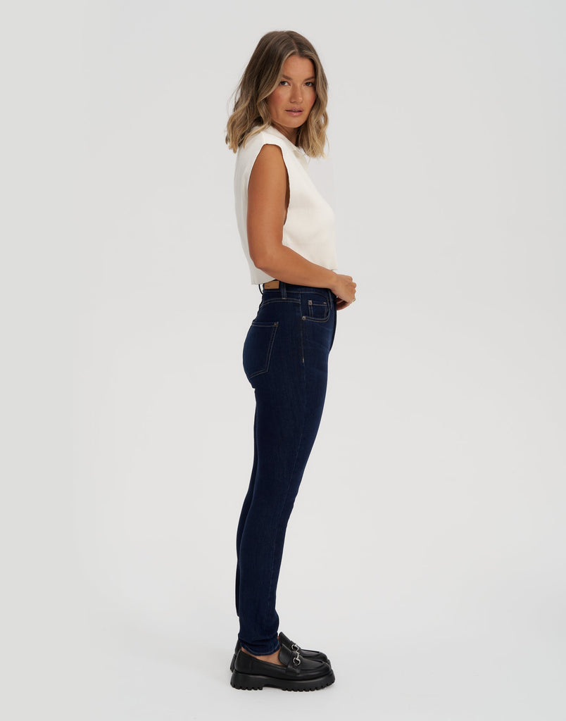 RACHEL High Rise Skinny Jeans - DK INDIE