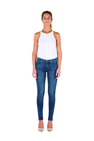 High Rise Skinny Vegan Leather w. zip details in BLACK