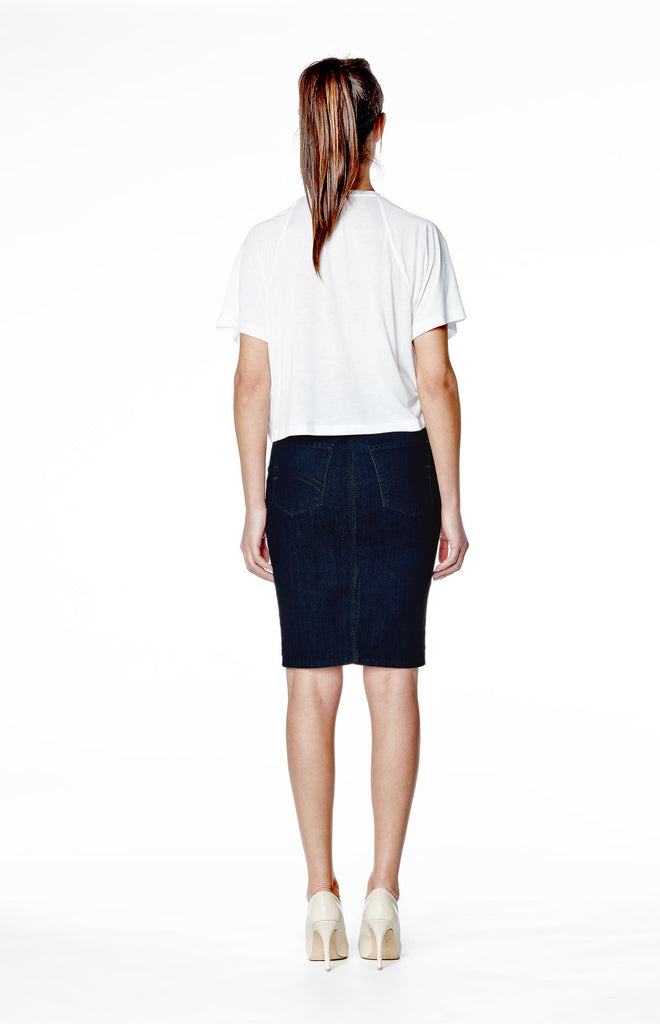 High Rise Skinny Denim Pencil Skirt - Rinse Indigo