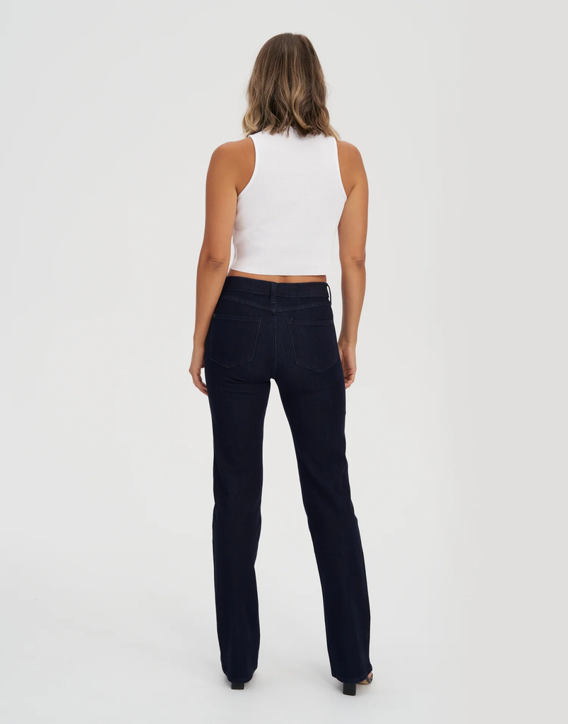CHLOE High Rise Straight Jean Long - Rinse Indigo