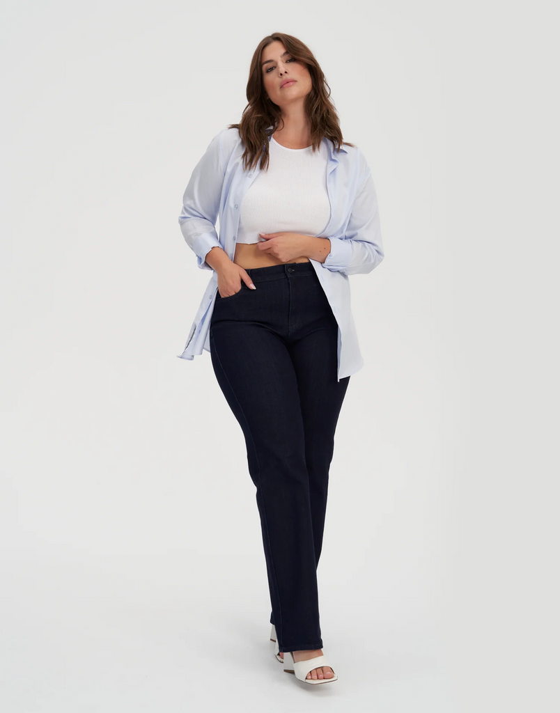 CHLOE High Rise Straight Jean Long - Rinse Indigo