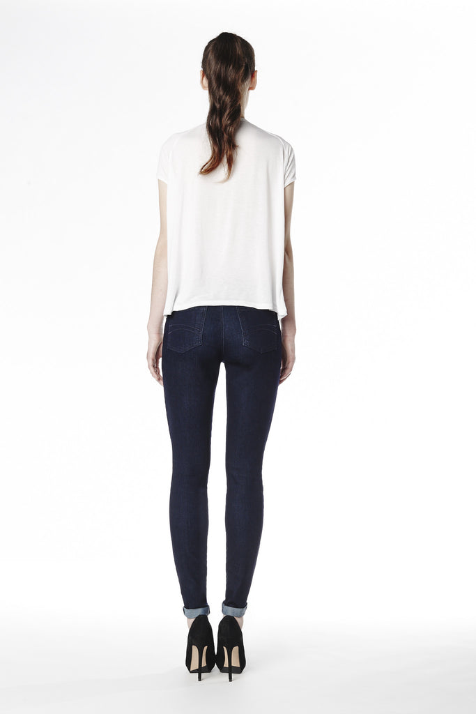 High Rise Skinny Jean with Ankle Cuff - Rinse Indigo