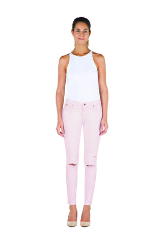 High Rise Skinny Ankle Jean with Rip - Tulip