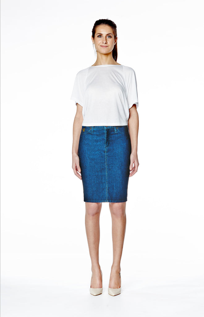 Buy Womens Juniors/Plus Size High Waist Long/Knee Length Midi Pencil Denim  Skirt Online at desertcartINDIA